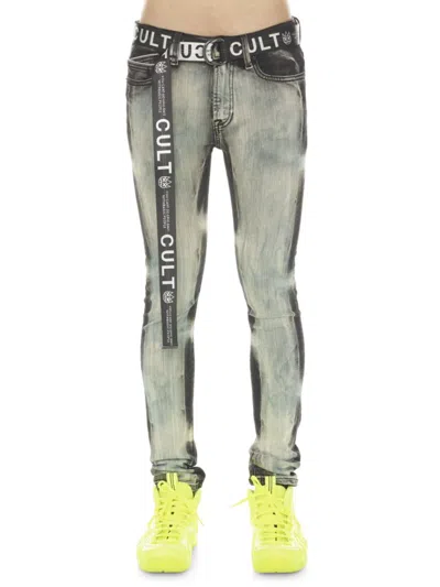 Cult Of Individuality Men's Belted Super Skinny Jeans In Glazed