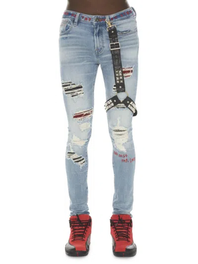 Cult Of Individuality Men's Distressed Super Skinny Jeans In Blue