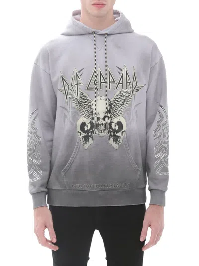 Cult Of Individuality Men's Embellished Graphic Hoodie In Grey