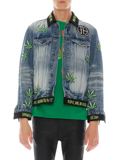 Cult Of Individuality Men's Embroidered Denim Jacket In Blue