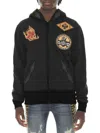 Cult Of Individuality Embroidered Lucky Bastard Cotton Zip Hoodie In Black