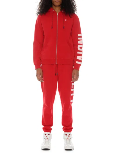 Cult Of Individuality Men's French Terry Zip Up Hoodie In Red