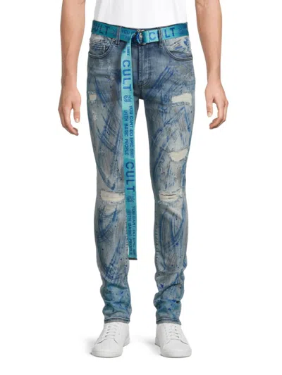 Cult Of Individuality Men's Light Wash Cotton-blend Skinny Jeans In Blue