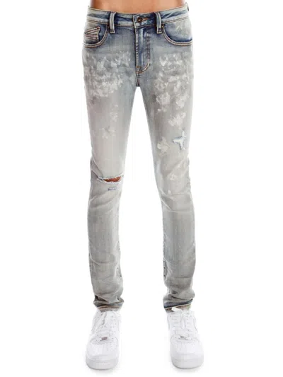 Cult Of Individuality Men's Light Wash Slash Knee Jeans In Tripping
