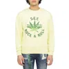 Cult Of Individuality Novelty Crew Neck Fleece Sweatshirt In Yellow