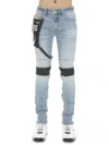 Cult Of Individuality Punk Super Skinny Jeans With Studded Leg Harness In Polluck Blue