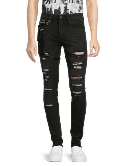 Cult Of Individuality Men's Punk High Rise Distressed Super Skinny Jeans In Gradient