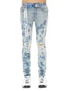 Cult Of Individuality Punk Belted Distressed Super Skinny Jeans In Blue