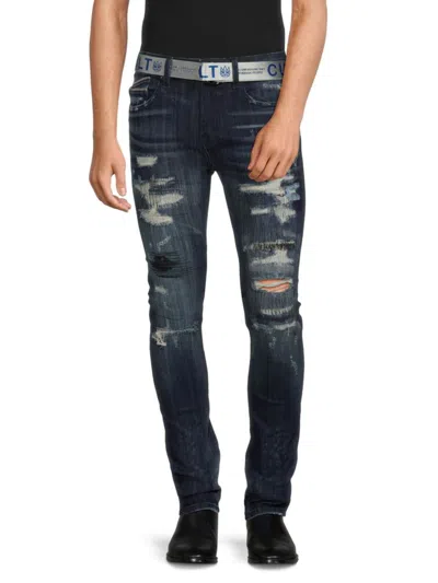 Cult Of Individuality Men's Punk Super Skinny Ripped Jeans In Blue