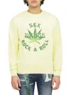 Cult Of Individuality Novelty Crew Neck Fleece Sweatshirt In Lemon