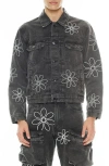 Cult Of Individuality Mk3 Floral Appliqué Cotton Canvas Jacket In Vintage Gray