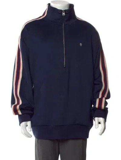 Pre-owned Cult Of Individuality Mock Neck Long Sleeve Sweatshirt In Blue