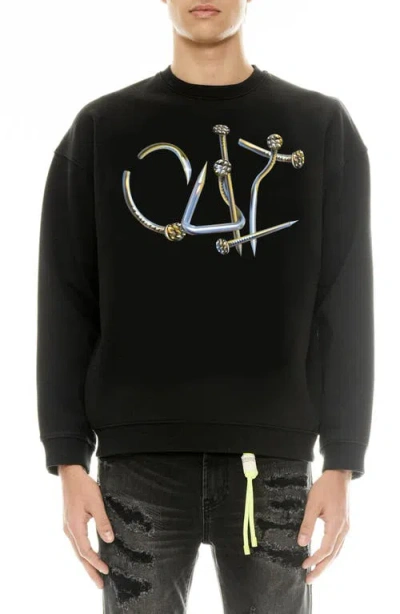Cult Of Individuality Nail Logo Graphic Sweatshirt In Pirate Black