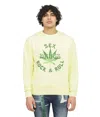 Cult Of Individuality Novelty Crew Neck Fleece Sweatshirt In Yellow