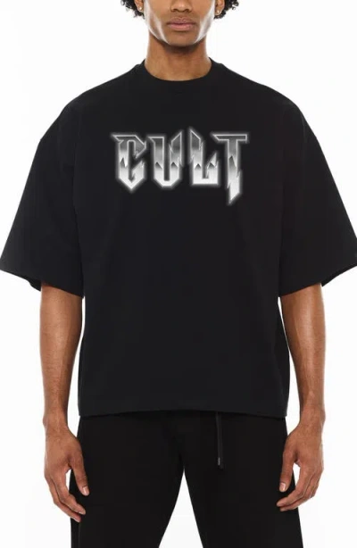 Cult Of Individuality Oversize Short Sleeve Cotton Graphic T-shirt In Black