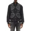 Cult Of Individuality Paisley Appliqué Varsity Jacket In Black