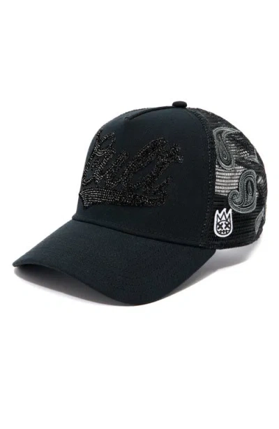 Cult Of Individuality Paisley Crystal Logo Trucker Hat In Black