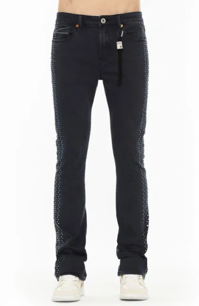 Cult Of Individuality Premium Lenny B Crystal Embellished Bootcut Jeans In Noir