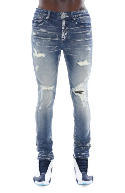 Cult Of Individuality Punk Super Skinny Jeans In Blue Streak