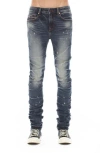 Cult Of Individuality Punk Nomad Paint Splatter Ripped Super Skinny Jeans In Cactus