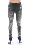 CULT OF INDIVIDUALITY CULT OF INDIVIDUALITY PUNK RIPPED STRETCH SUPER SKINNY JEANS