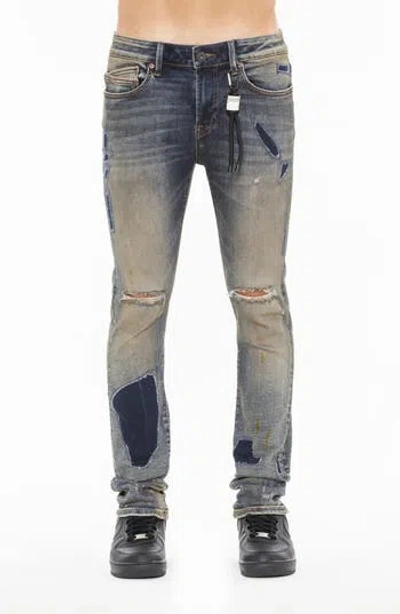 Cult Of Individuality Punk Ripped Super Skinny 601 Jeans In Blue