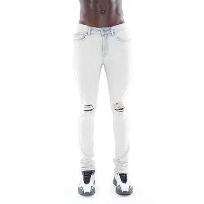 Cult Of Individuality Punk Super Skinny Belted Stretch In Foil In Blue