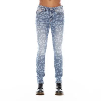 Cult Of Individuality Punk Super Skinny In Leopard In Blue