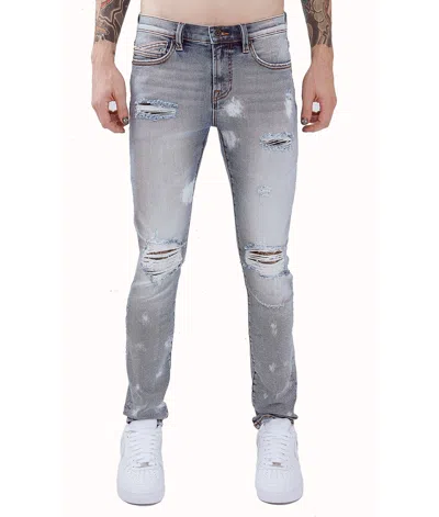 Cult Of Individuality Punk Super Skinny Stretch In Bleach In Blue