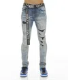 Cult Of Individuality Punk Super Skinny Stretch W/ Belt In Aztec In Silver