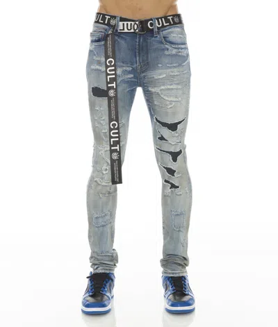 Cult Of Individuality Punk Super Skinny Stretch W/ Belt In Aztec In Silver