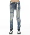 Cult Of Individuality Punk Super Skinny Stretch Jeans With White Belt In Grey