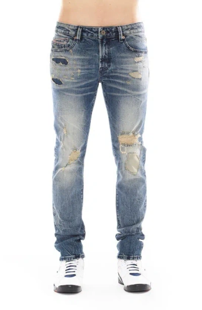 Cult Of Individuality Rocker Ripped Slim Fit Jeans In Blue