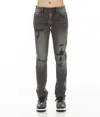 Cult Of Individuality Rocker Rip & Repair Slim Straight Leg Jeans In Black