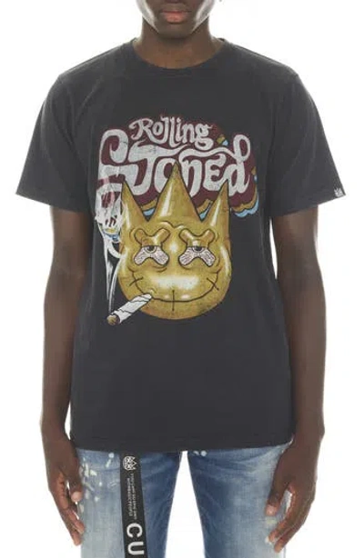 Cult Of Individuality Rolling Stones Cotton Graphic Tee In Black/ac Dc Wash