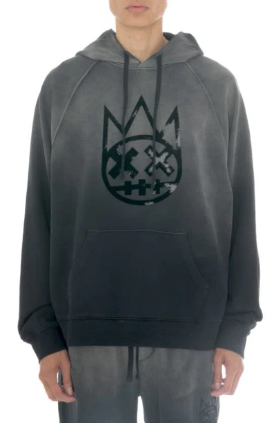 Cult Of Individuality Shimuchan Flocked Logo Graphic Hoodie In Vintage Black