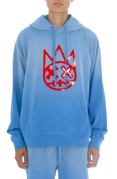 Cult Of Individuality Shimuchan Flocked Logo Graphic Hoodie In Vintage Blue