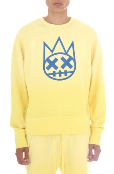 Cult Of Individuality Shimuchan Flocked Logo Graphic Sweatshirt In Vintage Yellow