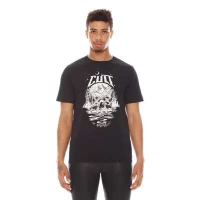 Cult Of Individuality Short Sleeve Crew Neck Tee 26/1's "campsite" In Black