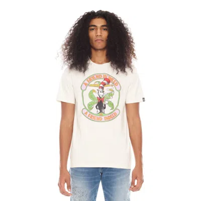 Cult Of Individuality Short Sleeve Crew Neck Tee 26/1's "friend In Weed" In Winter White