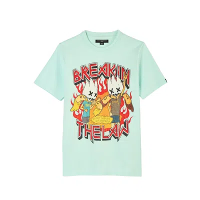 Cult Of Individuality Short Sleeve Crew Neck Tee "breaking The Law" In Blue