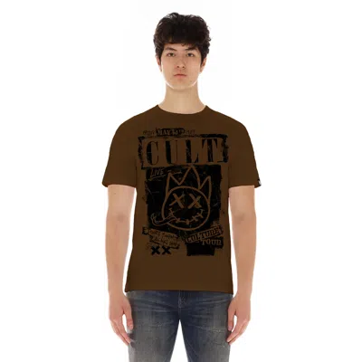 Cult Of Individuality Short Sleeve Crew Neck Tee "cult Tour" In Brown
