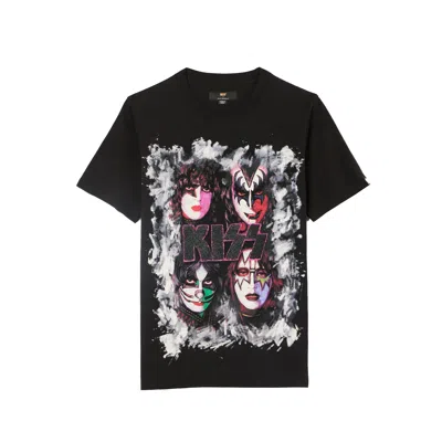 Cult Of Individuality Short Sleeve Crew Neck Tee "kiss Painted" In Black