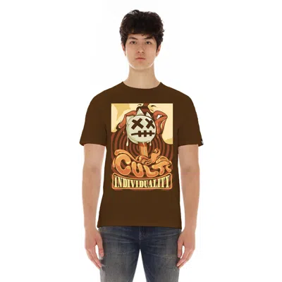 Cult Of Individuality Short Sleeve Crew Neck Tee "lollipop" In Brown