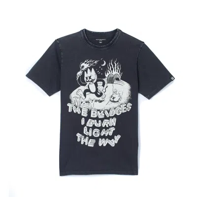 Cult Of Individuality Short Sleeve Crew Neck Tee "may The Bridges I Burn" In Blue