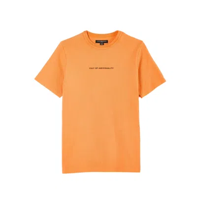 Cult Of Individuality Short Sleeve Crew Neck Tee "shimuchan" Logo In Orange