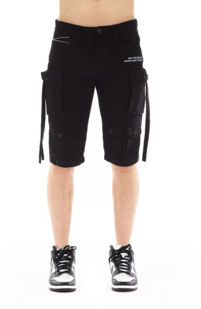 Cult Of Individuality Slim Fit Cargo Shorts In Black