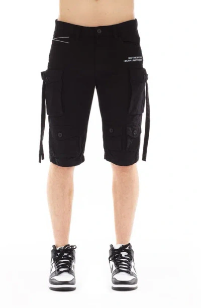 Cult Of Individuality Slim Fit Cargo Shorts In Vintage Black