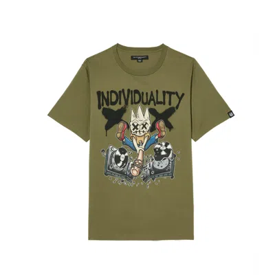 Cult Of Individuality Ss Crew Neck Tee - Turntables In Green