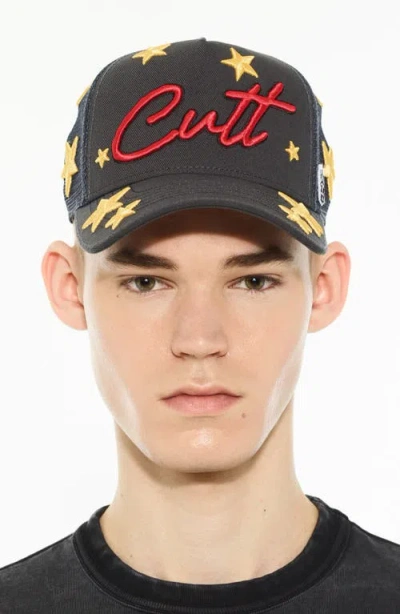 Cult Of Individuality Star Logo Mesh Back Trucker Hat In Black